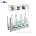 Kitchen storage cabinet drawer bottle pull-out wire basket